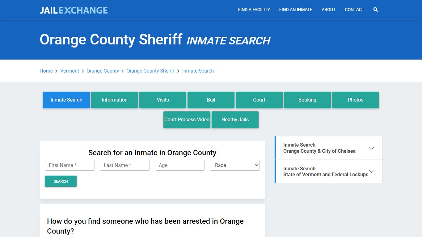 Orange County Sheriff, VT Inmate Search: Roster & Mugshots - Jail Exchange