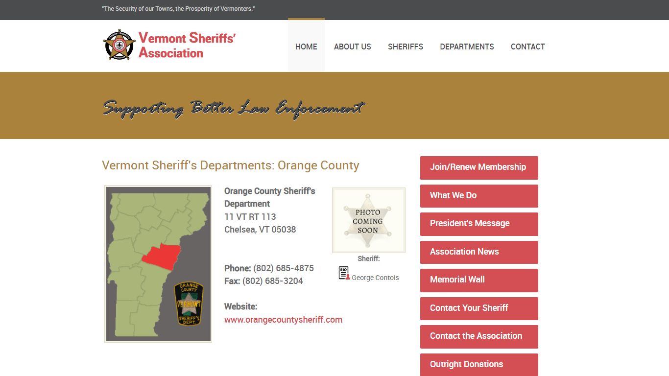 Vermont Sheriff's Departments: Orange County